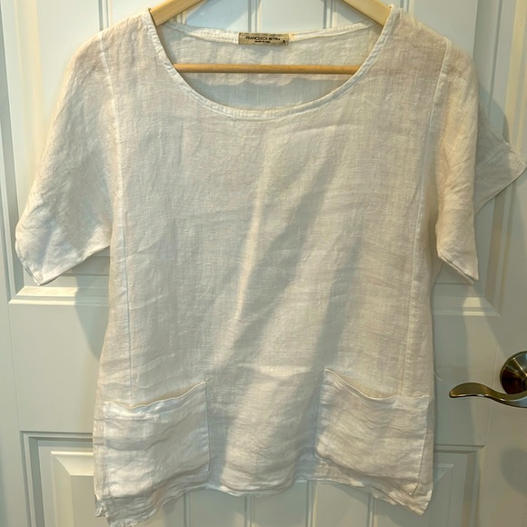 100% linen White top. Like new! Size Small - Picture 1 of 3